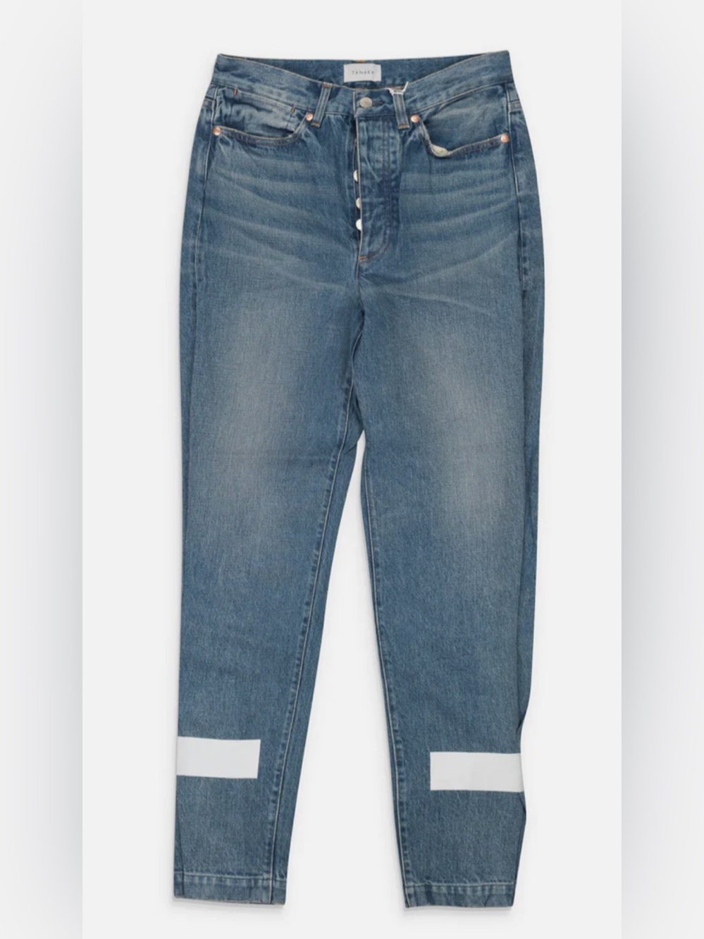 Women's Mid Washed Hem Tape Dad Jeans